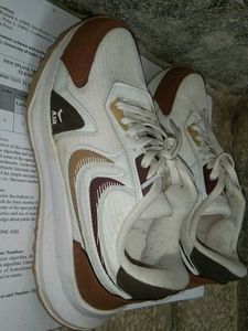 Stylish White &amp; Brown Sneakers