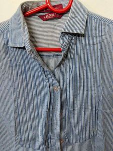 Blue Striped Button-Up Shirt