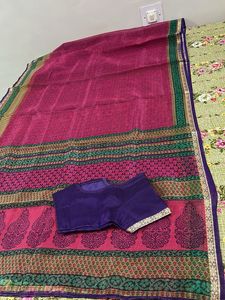 Vibrant Paisley Print Saree with Blouse