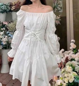 off-shoulder white sundress ⊹ ࣪ ˖