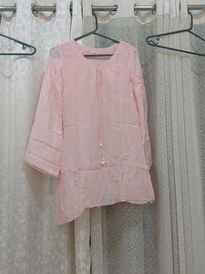 mul cotton Pink Embroidered Kurta
