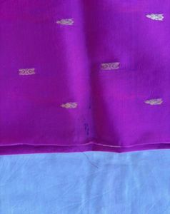 Vibrant magenta Silk Saree with Gold Border