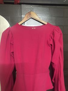Hot Pink Puff Sleeve Top