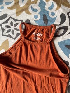 high-neck (halter-style) ribbed tank top