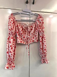 Pink Floral Off-Shoulder Puff Sleeve Top