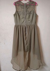 Chic Lace Collar High-Low Dress