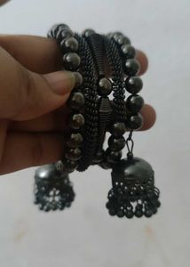 Oxidized Jhumka Bangles Set