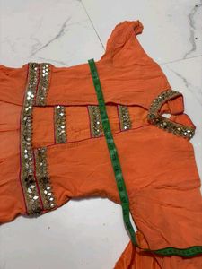 Orange  Mirror Work desighner dress
