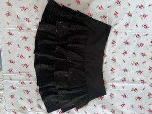 Black Tiered Mini Skirt with Sequins