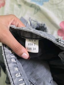 Grey Distressed Denim Shorts