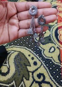 ✨ Stylish Oxidised Jhumka Chain Earrings | Ethnic
