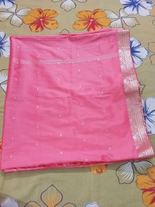 Combo of Pink &amp; Blue Silk Saree with Silver Border