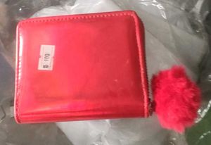 Red Wallet with Pom-Pom