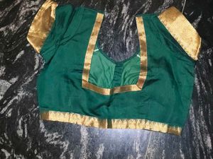 Bottle Green Cotton Silk Saree with blouse