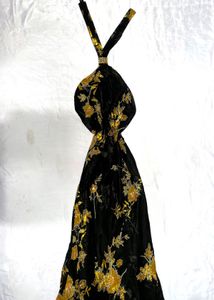Elegant Black & Gold Floral Gown