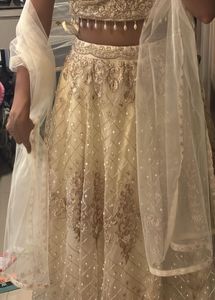 Elegant Cream Embroidered Lehenga Choli Set