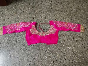 Price dropped Teal Saree  Pink Border with blouse