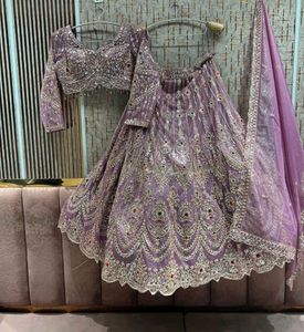 Exquisite Lavender Embroidered Lehenga Choli Set