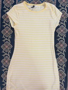 Striped Yellow Bodycon Mini Dress- size S