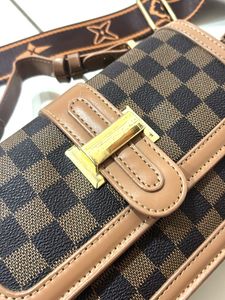 Stylish Brown Checkered Crossbody Bag