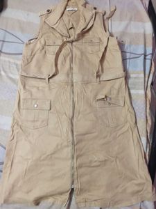 Khaki Utility Vest Dress