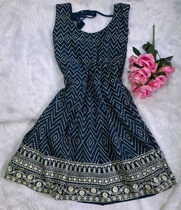💚 Bottle Green Printed Anarkali Set