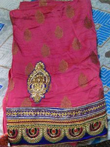 Exquisite Pink Embroidered Saree