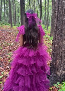 Purple Tulle Tiered Gown