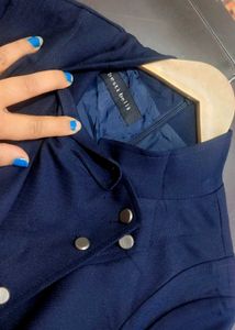 Navy Blue Stylish Trench Dress for 34 Bust