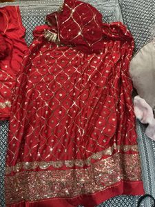 Stunning Red Sequined rajptui poshak