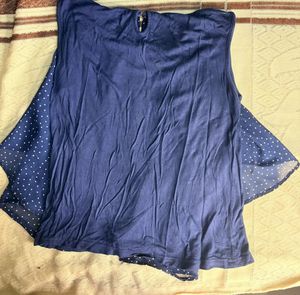 Navy Blue Polka Dot Overlay Top
