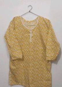 Yellow Printed Kurta