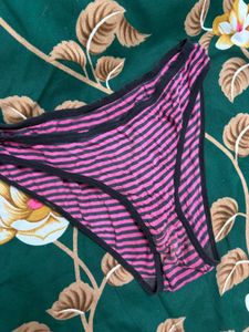 Pink & Black Striped Briefs