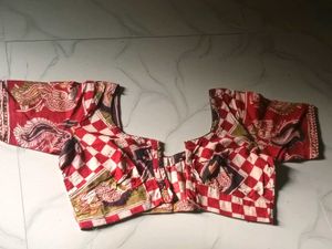 GentlyUsed Unique Red&amp;White Printed Blouse-36"Bust