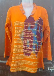 Orange Printed Short Kurti