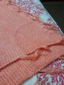 Peach color Poncho with Floral Detail
