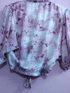 Chic Tie-Front Marble Print top