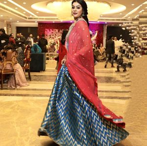 Blue &amp; Golden Strap Lehenga