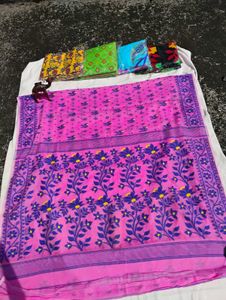 Pink Floral Sare (JAMDANI SAREE)