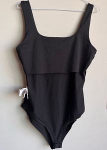 Black Square Neck Bodysuit