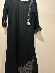 Black Kurta Pant Co-ord Set with Ethnic Print