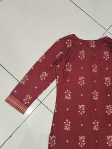 Maroon Printed Kurta