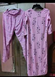 Pink Printed Kurta Set
