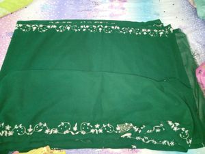 Elegant Green Embroidered Saree