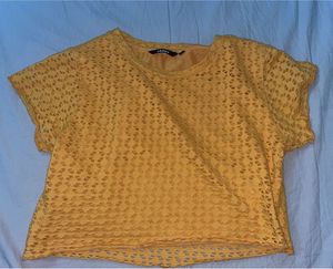 Trendy Textured Yellow Cropped Top