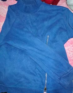 Blue Asymmetrical Zip Sweatshirt