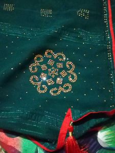 Stunning Embellished Teal Saree