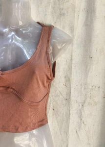 Ribbed V-Neck Crop Top