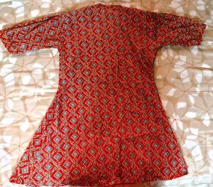 Mandarin Collar Maroon Cotton Tunic