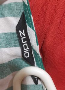 Green &amp; White Striped Tie-Front Top